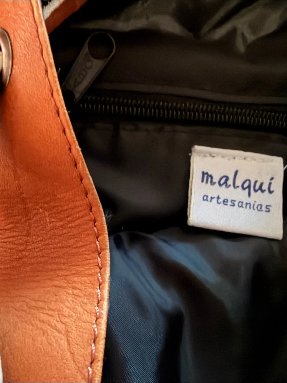 Malqui Artesanias Leather-Trim Hippie/Boho Backpack Homemade in Ecuador